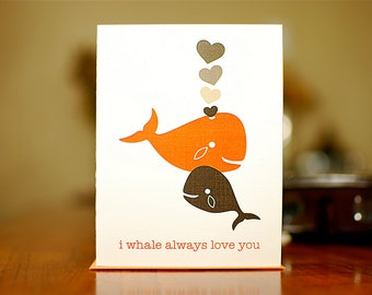 I Whale Always Love You New Baby Card with Whales & Hearts (100% Recycled Paper)