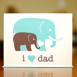 I Heart Dad Baby & Papa Elephants New Baby Card on 100% Recycled Paper image 1