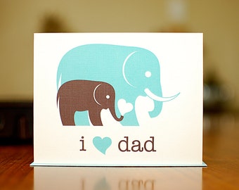 I Heart Dad - Baby & Papa Elephants New Baby Card on 100% Recycled Paper