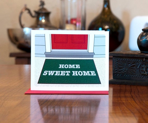 Home Sweet Home Astroturf Door Mat Housewarming Card on 100% Recycled Paper  