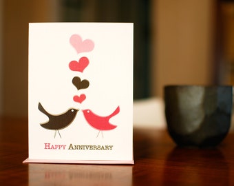 Love, Tweet Love - Happy Anniversary Birds Card on 100% Recycled Paper