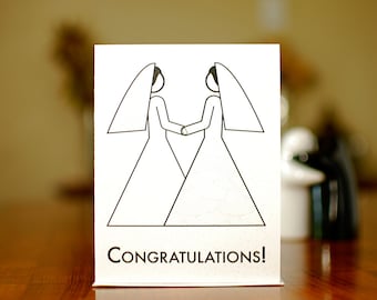 Two Brides - Lesbian Wedding Congratulations Card on 100% Recycled Paper :-)