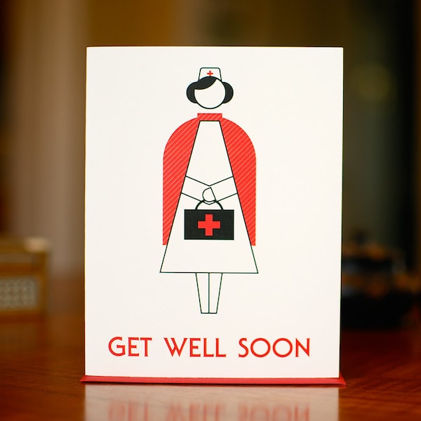 Nurse with a Purse - Pictogram Style Get Well Card on 100% Recycled Paper