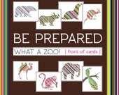 What A Zoo - Set of 8 Blank Animal Cards with Colorful Stripes (8 Designs)