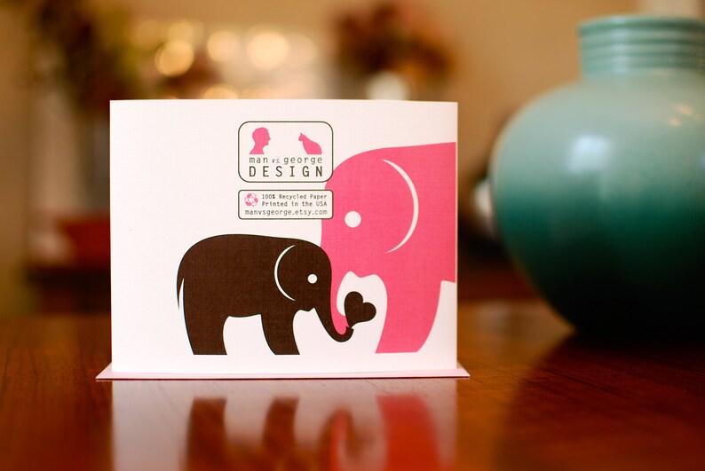 I Heart Dad Baby & Papa Elephants New Baby Card on 100% Recycled Paper image 4