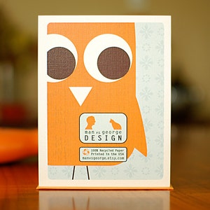 Hoo's Your Daddy Orange Owl Cheeky New Baby Card on 100% Recycled Paper image 2