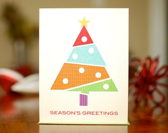 Holiday Geometree - Set of 8 Modern Holiday Cards on 100% Recycled Paper