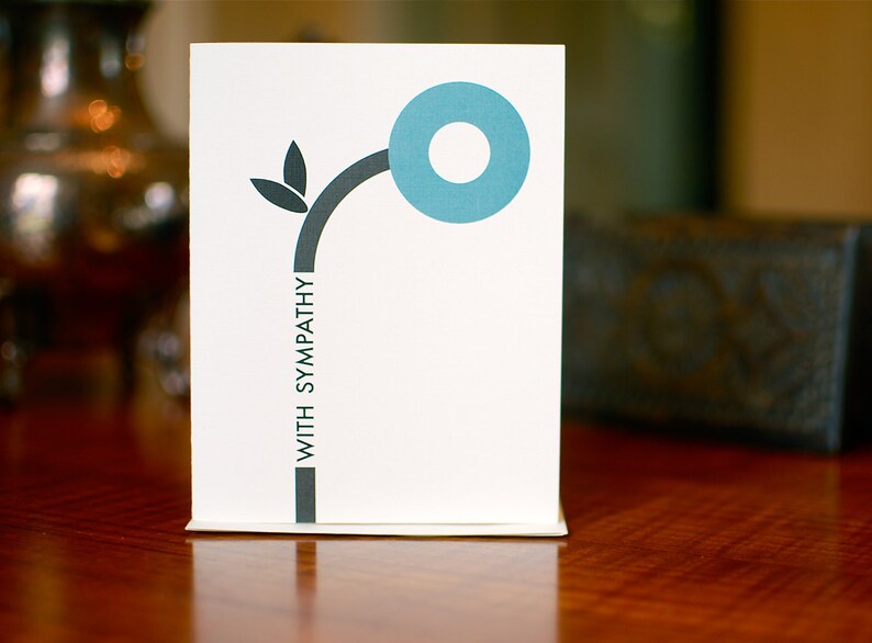 Minimalist Flower in Blue Sympathy Card on 100% Recycled Paper image 1