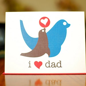 I Heart Dad New Baby Card with Papa & Baby Seals 100% Recycled Paper image 1