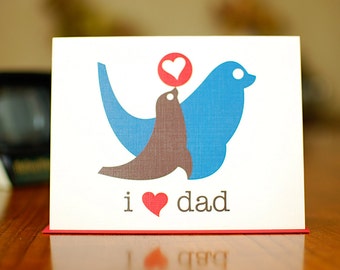 I Heart Dad New Baby Card with Papa & Baby Seals (100% Recycled Paper)