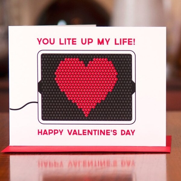 You Lite Up My Life - Lite Brite Inspired Valentine Card - 100% Recycled Paper