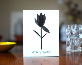 Mourning Tulip Minimalist Sympathy Card - Black Tulip on 100% Recycled Paper