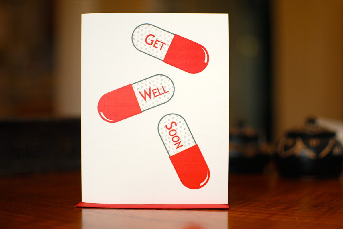 Happy Pills Get Well Soon Card on 100% Recycled Paper photo