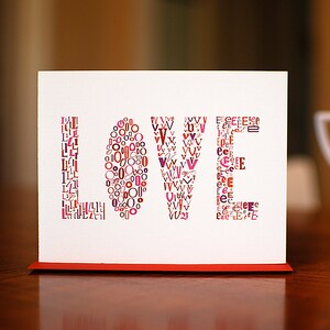 Love Letters Typography I Love You Card on 100% Recycled Paper