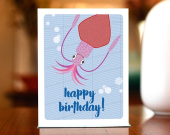 Super Squid Birthday Card on 100% Recycled Paper