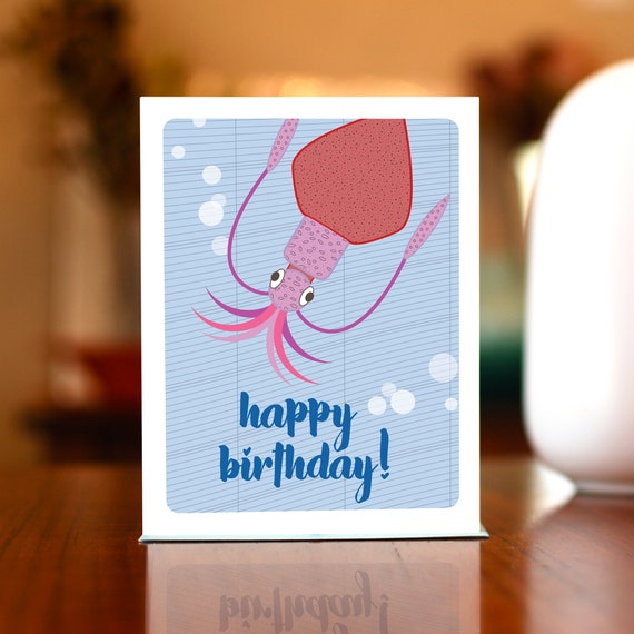 Super Squid Birthday Card on 100% Recycled Paper | Etsy