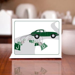 Just Married Jaguar E-Type Vintage Car Wedding Card
