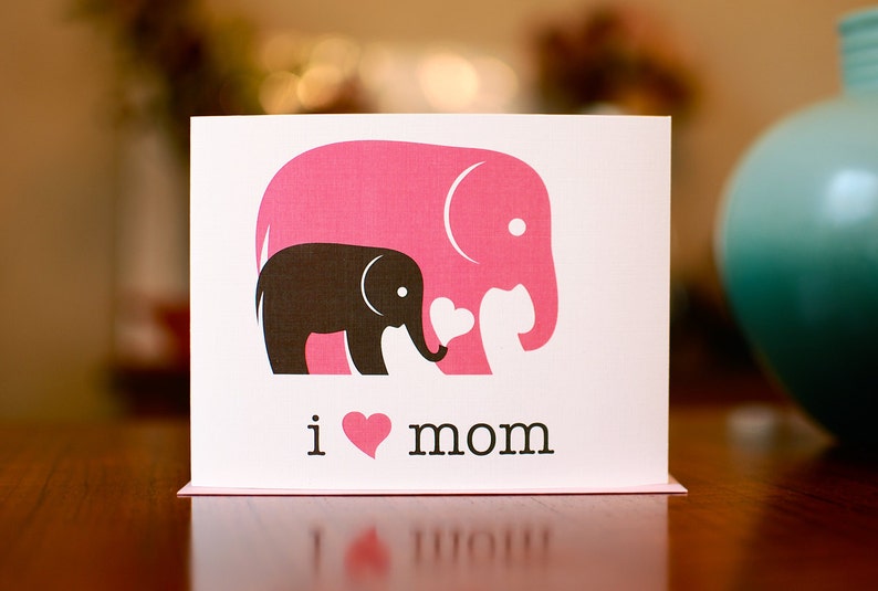 I Heart Dad Baby & Papa Elephants New Baby Card on 100% Recycled Paper image 3