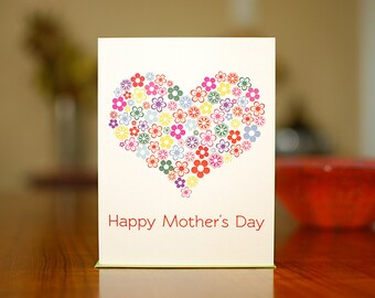 Floral Heart Mother's Day Card on 100% Recycled Paper