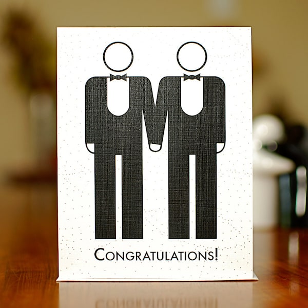 Two Grooms Gay Marriage Congratulations Card on 100% Recycled Paper :-)