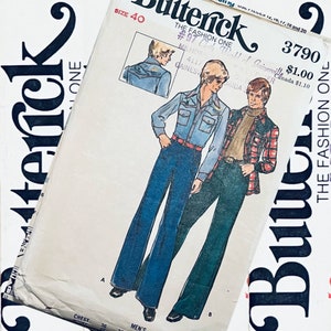 1970s vintage Butterick 3790 structured slack with relaxed shirt tailored or embroidered yoke sewing pattern Chest 40 waist 34