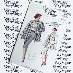 1990s Vintage VOGUE 9976 classic lined swing coat blouse and skirt BUST 36 sewing pattern