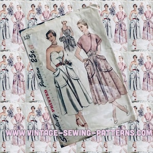 1950s vintage Simplicity 3233 Full skirt ballet bodice sweetheart dress with side wrap bolero  sewing pattern RARE BUST 30