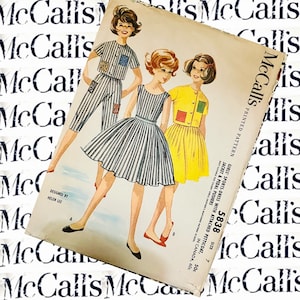 Jaren 1960 vintage McCalls 5838 Jurk met aangehechte Petticoat, Jas & Pedal Pushers ontwerper Helen Lee naaipatroon MAAT 7