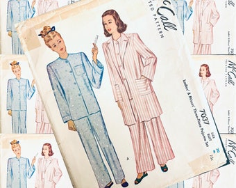 McCall 7037 three piece pajama set 1940s vintage sewing pattern BUST 40
