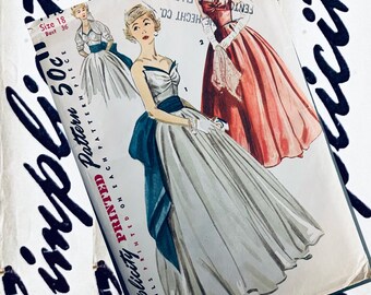 Simplicity 4440 party dress or gown 1950s sewing pattern