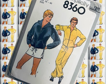 Simplicity 8360  Men's Unlined Jacket with hood option, shorts, slacks 1970s vintage CHEST 40