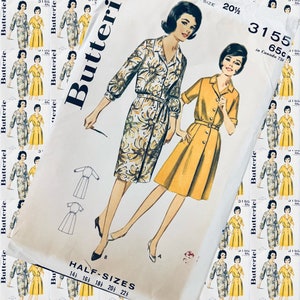 Mönster för Butterick 3155 skjortklänning från 1960-talet, byst 41