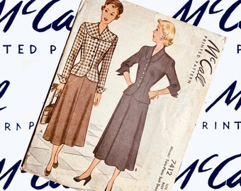 BUST 34 McCall 7412 Two-piece suit vintage 1940s sewing pattern