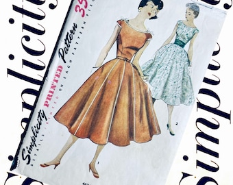 1950s vintage Simplicity 4674  Full skirt kimono bodice  dress with cummerbund sewing pattern RARE BUST 32