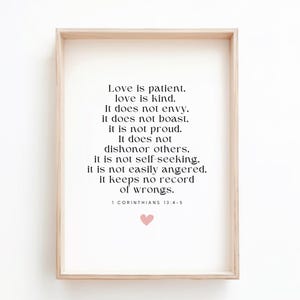 1 Corinthians 13 Wall Art, Love is Patient Love is Kind Printable, Bible Verse Wall Art, Christian Print, Scripture Printable, Wedding Gift