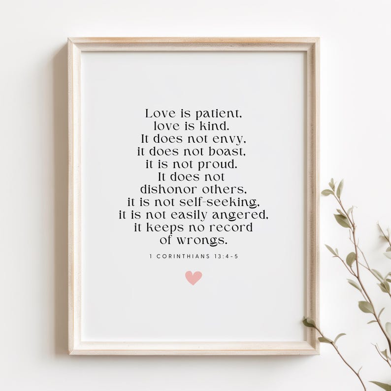 1 Corinthians 13 Wall Art, Love is Patient Love is Kind Printable ...