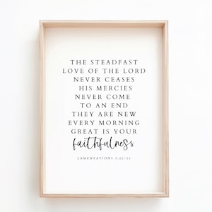 O Amor Inabalável do Senhor Nunca Cessa Imprimível, Lamentações 3:21-23, Arte de Parede Cristã, Arte de Parede das Escrituras, Versículo da Bíblia para Imprimir