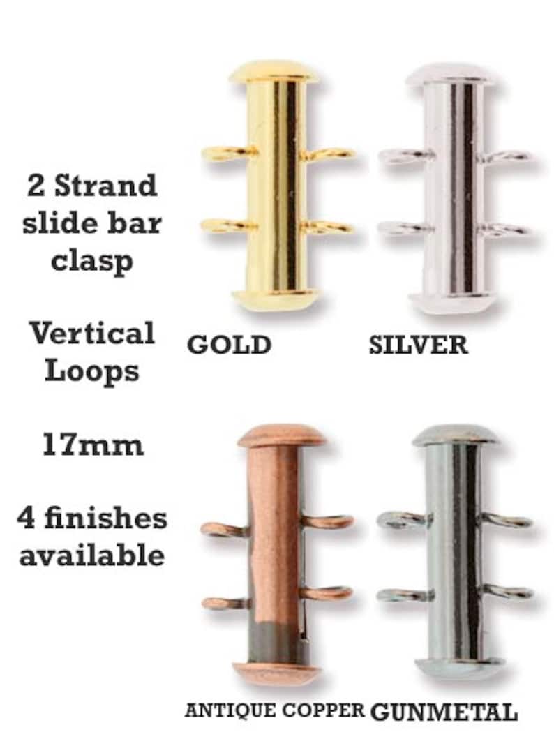 2 Strand Vertical Loop Slide Bar Clasp Gold Silver Antique Etsy