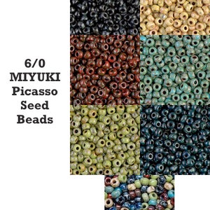 Miyuki 6/0 Picasso seed beads 4511 4512 4513 4514 4515 4516 Mix 30 gram tube