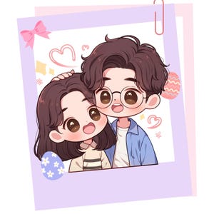 Custom Kawaii Portrait, Paar Portrait, Cartoon, Weihnachtsgeschenk, Hochzeitsgeschenk, Jahrestag, Anime Portrait, Cute Chibi Zeichnung, Paar Geschenk