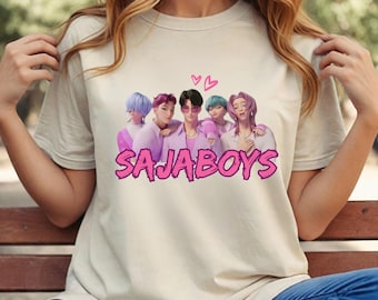 Kpop Demon Hunters Sajaboys Camiseta, Huntrix, Rumi, Jinu, Zoey, Mira, Camisa Kpop, Mercancía de cazadores de demonios Kpop, pin kpophuntrix