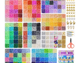 Clay Bead Bracelet Making Kit, 9 Boxes 192 Colors Heishi Beads Set, Friendship Bracelet Kit for Girls