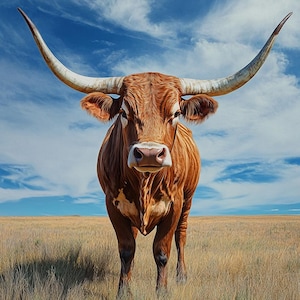 Longhorn Cow Portrait – Texas Longhorn Decor,  Digital Download  | Digital Download | Decor | Instant PNG File
