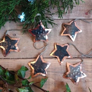 Reclaimed tin Rustic Folk Star Decorations