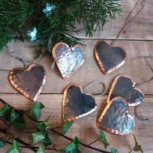 Reclaimed Tin Rustic Folk Heart Decorations