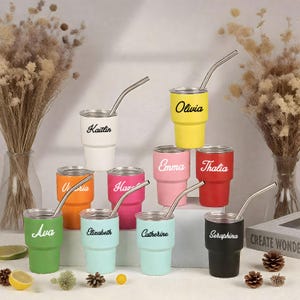 Vaso de chupito de acero inoxidable personalizado, vaso de chupito con nombre personalizado, recuerdo de fiesta, viaje de chicas, tazas personalizadas, regalo de dama de honor