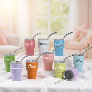 Personalized 3oz Mini Tumbler Shot Cup, Custom Engraved Bridesmaid Gift, Wedding Party Favors, Bachelorette Group Gift for Girls Trip