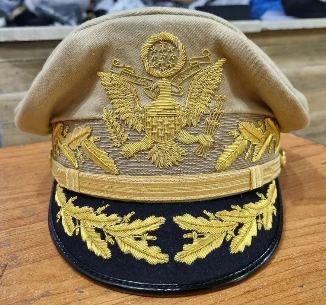 ブラック版 マッカーサー アメリカ軍将校用制帽 ブラック版