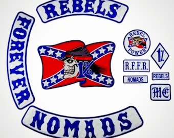 REBELS NOMADS FOREVER Embroidered Biker Patch Iron On set