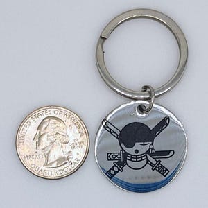 Strawhat Pirate Stainless Steel Coin Keychain Pirate Hunter Roronoa Zoro